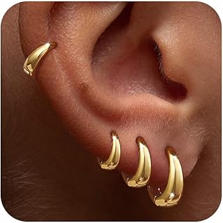Foxgirl Chunky Huggie Hoop Earrings 4-Pack Gold