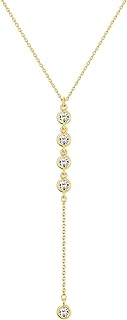 Foxgirl Lariat CZ Drop Necklace Silver
